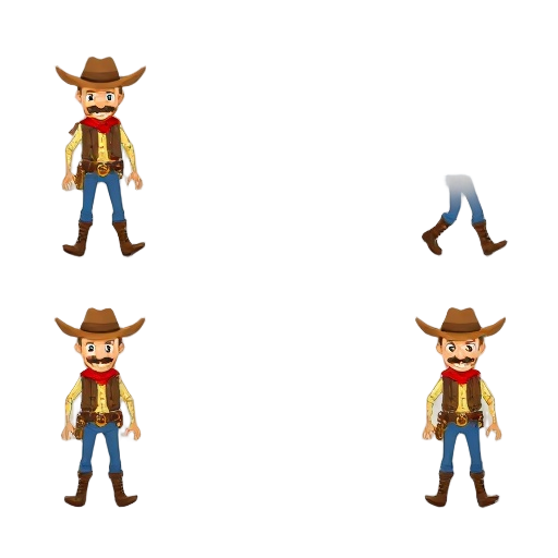 a cowboy with 4 way walking animations