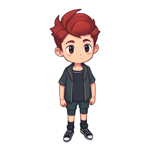 red hair, night, cute, male, pixel