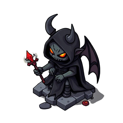 aça uma pixel de um bruxo encapuzado demoniaco 