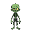 cartoon undead character 2d, green skin, 48x64 pixels