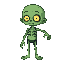 cartoon undead character 2d, green skin, 48x64 pixels