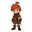 red haired adventurer in a medieval setting.
