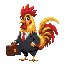 cute golden male rooster wearing a business suit holding a briefcase his tail has a tint of red wide body