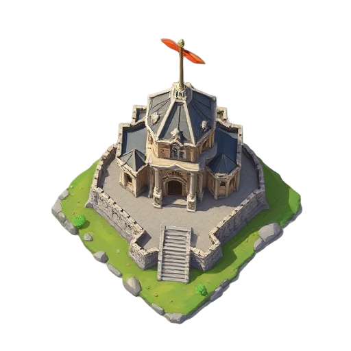 exterior, south-facing, top down view of a medieval temple