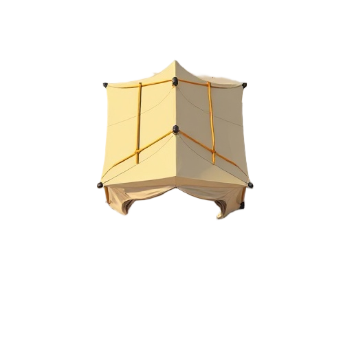 exterior, south-facing, top down view of a tent under construction