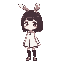 girl with hime cut, dark hair, brown eyes, bunny ears