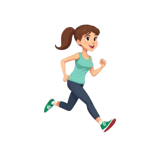 woman running, styled in pixel-perfect art similar to google's t-rex game. 