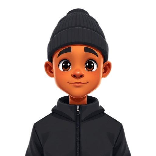 orange skin man wearing a beanie and a black tracksuit