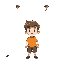 a sprite sheet in pixel art style, featuring a 30-frame animation of a young boy.  the overall aesthetic is cute and childlike, with a slightly retro feel. the color palette is muted and warm, using p