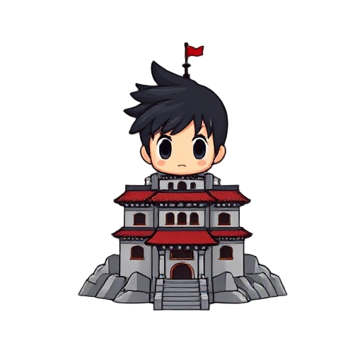 kaneda from akira on a beatiful castle