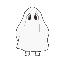 white ghost, covered with sheet, he doesn't have legs, either arms, eyes should look like like holes in the sheet, cozy