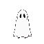 white ghost, covered with sheet, he doesn't have legs, either arms, eyes should look like like holes in the sheet