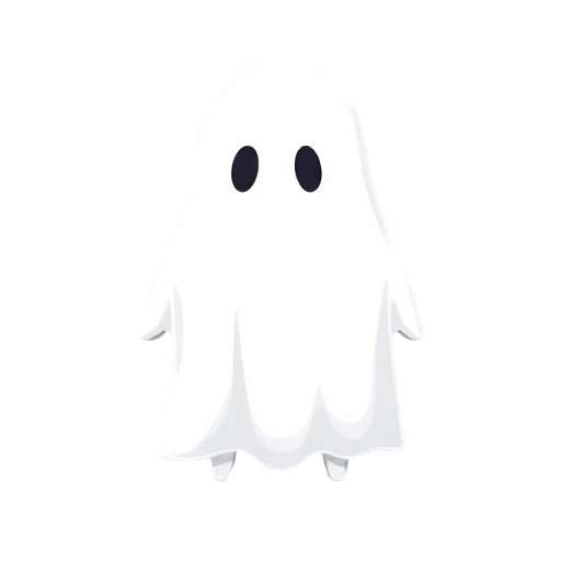 white ghost, covered with sheet, he doesn't have legs, either arms, eyes should look like like holes in the sheet
