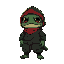 dark green with red accent chubby ninja toad wearing haori 