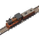 steampunk animated train and train cars