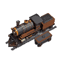 steampunk animated train and train cars