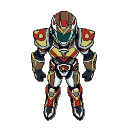 power ranger inspired power armor in a mix of anime and comic styles with smoother pixel animation