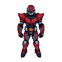 power ranger inspired power armor in a mix of anime and comic styles with smoother pixel animation