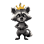 a racoon with a golden crown