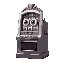 a big slot machine named "take-it-all tina" with big eyes and lips. retro looking