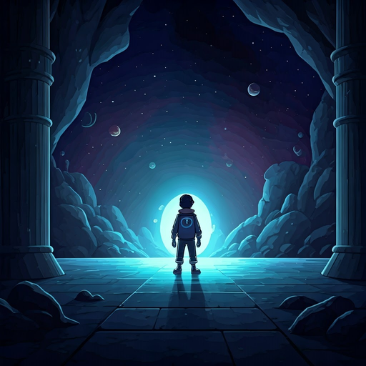 humanity abandoned earth, seeking new homes among distant stars. they left behind their cradles and their graves, their monuments and their gods. drawen in undertale's intro like-style.