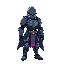 a futuristic knight with a synthwave style to him