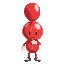 red balloon floating with white gloves
