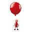 red baloon floating with air