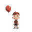 red baloon floating to the left