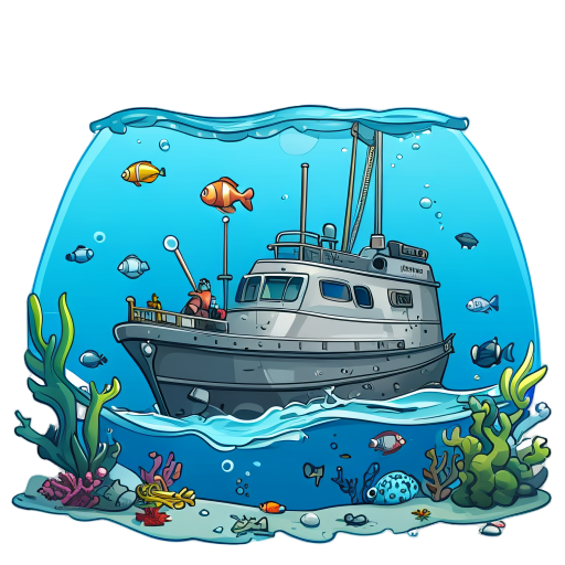 cenário submarino com um navio afundado de fundo com água e coisas marítimas de fundo
