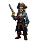 make a undead skeleton with a gun in his hand. this skeleton is set in a pirate world.