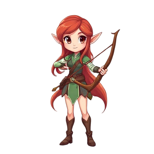 red hair female elf archer