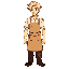 blonde male, beige shirt, tan apron 