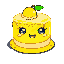 happy lemon cake with anime eyes, smile and blush