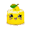 happy lemon cake with anime eyes, smile and blush