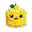 lemon cake with anime eyes, smile and blush bounces, jiggles and does one flip.