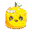 happy lemon cake with anime eyes, smile and blush