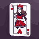 a queen of hearts playing card with a modern design and straight edges, two dimensional
