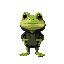a frog wearing a black hoodie