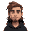 create a picture of me, metal guy with long curling brown hair to the shoulders  and a black hoodie