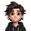 17 year old long curling hair black hoodie