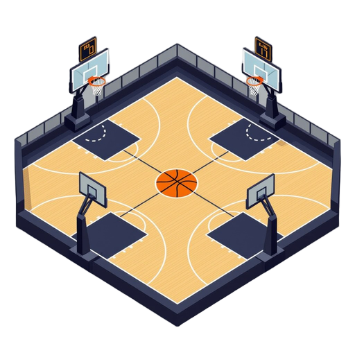 black basketball court full court two baskets only 