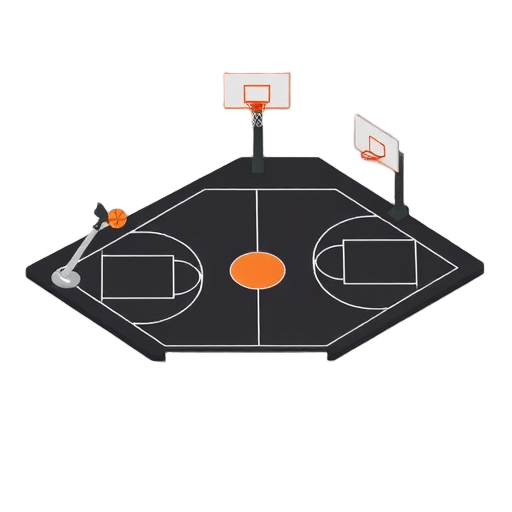 black basketball court full court two baskets only 