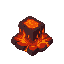 2d, flat, no perspective, top down, molten lava block, glowing orange-red, flowing texture, volcanic rock base, game asset