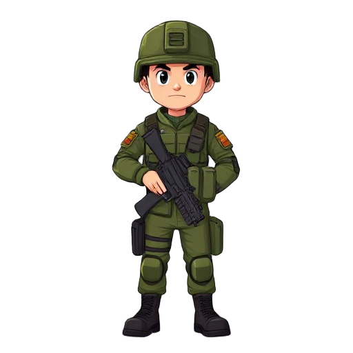 2d soldier facing the camera