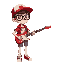 17-year-old leader with big glasses, red trucker hat, red-and-white shirt, jean shorts, and all stars. guitar-slinging rebel, curious, fearless. obsessed with bacon. color: red.