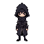 an misterious creature, like in the game hollow knight, it looks like a boy, but with a long coat and hood, 16 bit