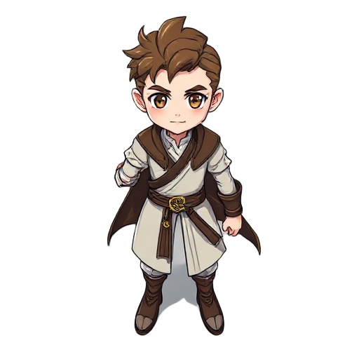 man, white skin, brown hairs, brown eyes, swordmaster