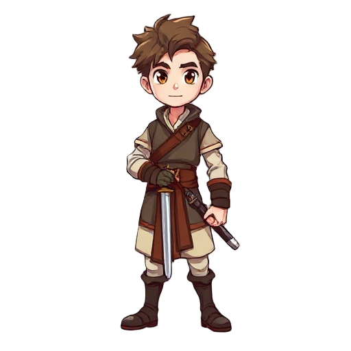 man, white skin, brown hairs, brown eyes, swordmaster