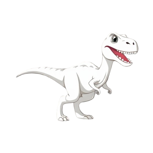 hi, can you generate a white velociraptor sprite for the raptor dino of my dinomination game? the art style is 50s cartoon and the sprite resolution should be 128 x 128. the raptor should have a brave personality and is the base starting unit of the game.
